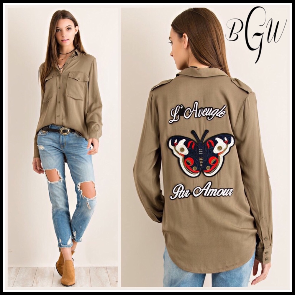 🍂🆕Button Down Shirt W Exquisite Patch Detail - Picture 2 of 8